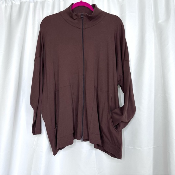 Eskandar Slope Shoulder Zip Up Sweatshirt Jacket Cotton One size Fits Most - Picture 4 of 7